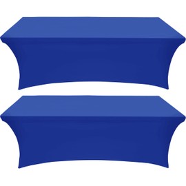 Utopia Kitchen Spandex Tablecloth 2 Pack [8FT, Royal Blue] Tight, Fitted, Washable and Wrinkle Resistant Stretch Rectangular Patio Table Cover for Event, Wedding, Banquet & Parties [96Lx30Wx30H Inch]