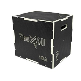 Yes4All 3 in 1 Non-Slip Wooden Plyo Box - Black - 20 x 18 x 16