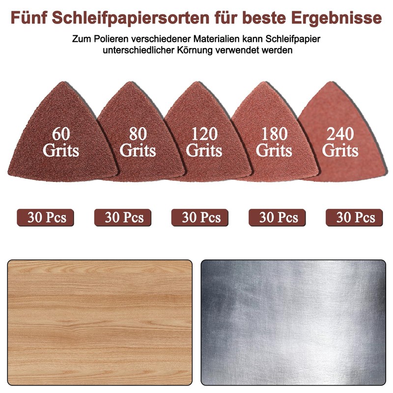 150 Sheets Sandpaper Set, Multitool Sanding Plate for Delta Sander,