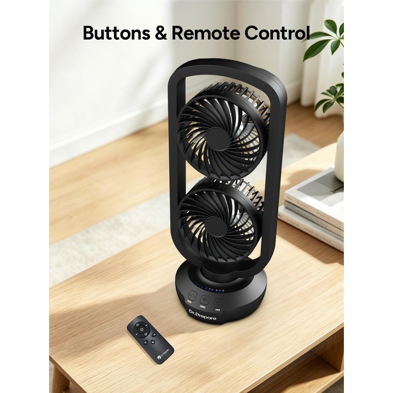 DR.PREPARE Dual Oscillating Tower Fan with 270° Tilt, 105° Oscillating,