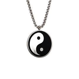 Scddboy Yin Yang Pendant Necklace,Taoist Symbol Talisman Stainless Steel Charm Pendant,Chinese Philosophy Taichi Yoga Stainless Steel Necklace for Women Men