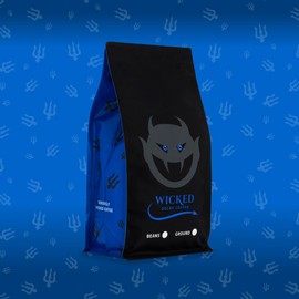 Wicked Decaf Coffee Beans, 500g Bag, Full Strength Dark Medium Roast, Artisan, Hand Roasted, Swiss Water Decaffeinated, Resealable Bag