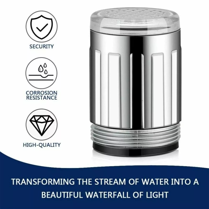 N1 2 Pcs LED Water Stream Faucet Light 7 Colors