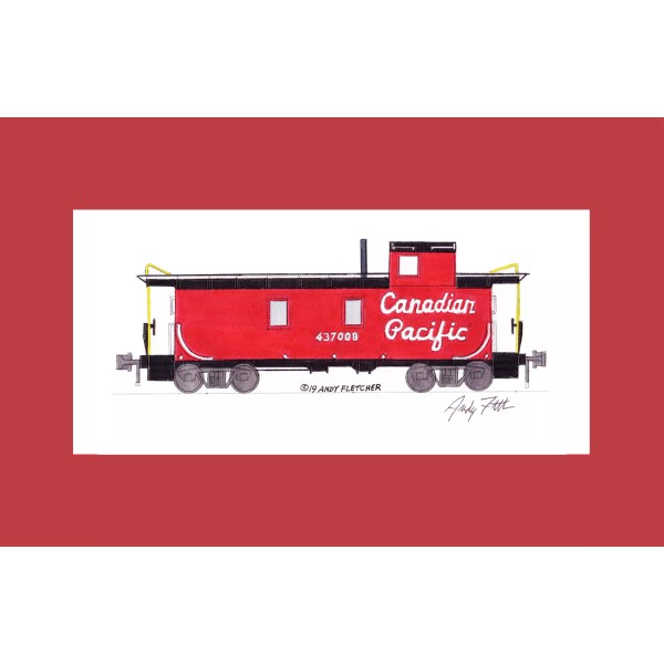 Canadian Pacific Rear-Cupola Caboose 11"x17" Matted Print Andy Fletcher signed