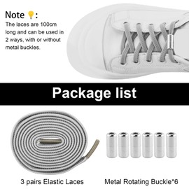 JRSHIRLEYLTD 3 Pairs of Elastic Shoelaces Without Tying Adjustable Shoelaces with Metal Capsule, Lazy Shoelaces, Universal Shoelaces, No Tie Shoelaces for Adults and Children