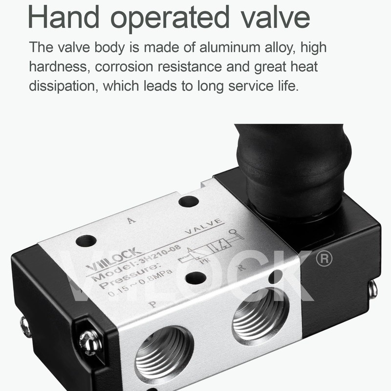 VIILOCK Pneumatic Air Hand Lever Valve, 3 Way 2 Position