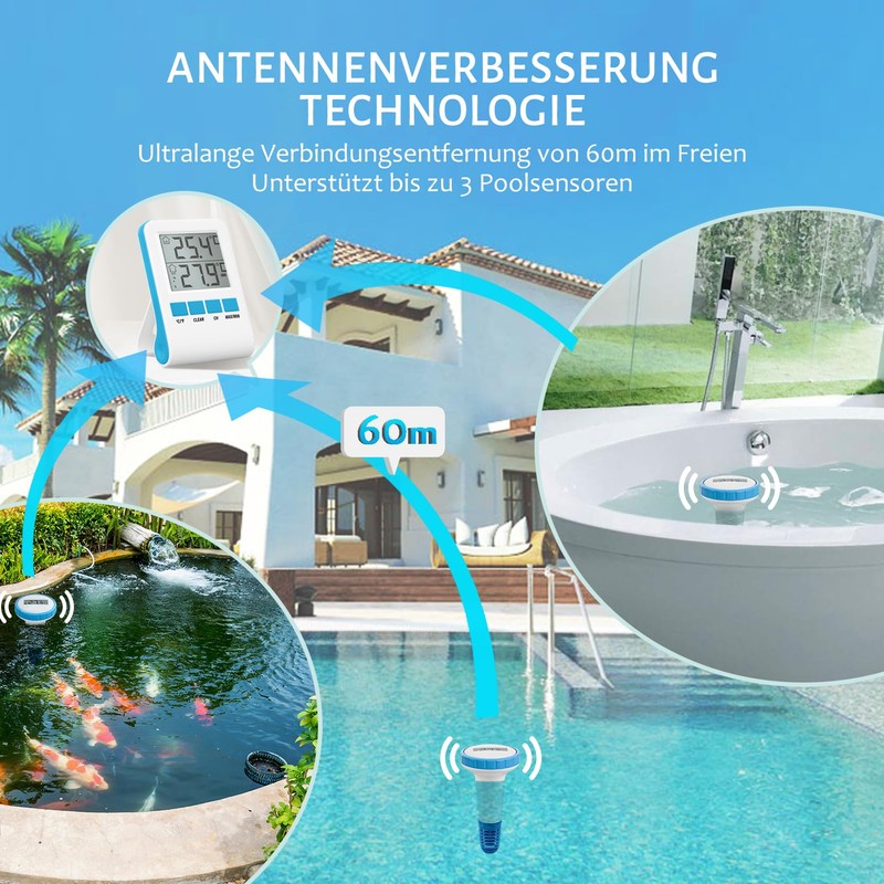 Wireless Pool Thermometer: Digital Pond and Pool Thermometer with LCD