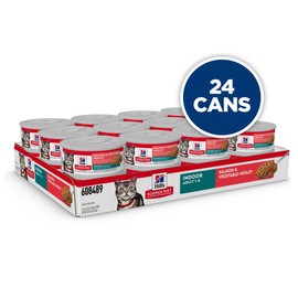 Hill's Science Diet Indoor Adult 1-6 Wet Cat Food, Salmon & Vegetable Stew, 5.5 oz. Can, Case of 24