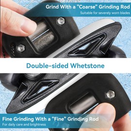 Beufee Ice Skates Blade Sharpener, Portable Ice Hockey Skate Sharpener Adjustable Width Ice Skates Sharpener Double Sided Ice Skate Sharpener with Keychain for Ice Hockey Skates