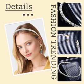 Sparkly Rhinestone Headbands for Women Girls Silver Crystal Glitter Diamond Headbands for Disco Wedding Birthday Prom Princess Costume Party Hair Accessories for Women Girls