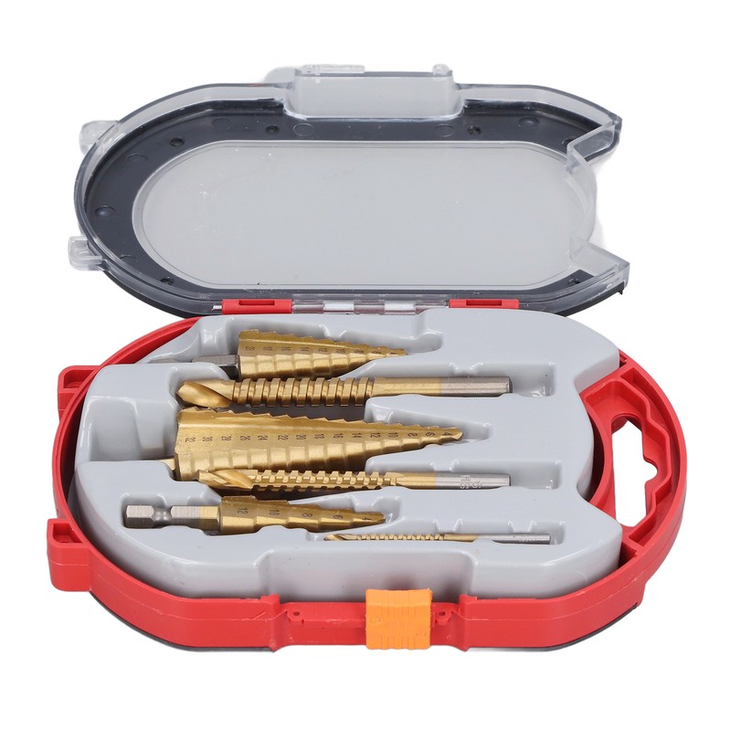 3Pcs Step Drill Bit Hex Shank Straight Grooved HSS Ti