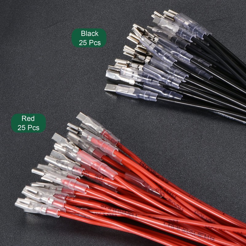 sourcing map 25pcs Flat Terminal Crimp Socket 2.8mm with Insulation