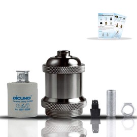 DiCUNO Vintage E26 Lamp Socket, Edison Retro Pendant Lamp Holder, Industrial and Decorative for DIY Lighting, 600℃ Heat Resistant 4 Packages (Color: Pearl Black)