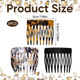 French Hair Side Combs For Women, 6 Pcs Decorative French Twist Combs