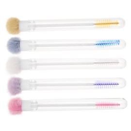 Mikinona 5pcs Eyelash Brush Set with Mascara Wands Eyebrow Spoolie Natural Lash Brow Makeup Tool Portable Travel Makeup Brushes for Women