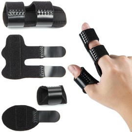 KOLZEMV Pack of 4 Finger Splints, Finger Splint, Adjustable Finger Support, Finger Stabiliser with Built-in Aluminium Band for Broken, Sprains, Arthritis, Tendonitis and Swollen Fingers