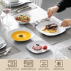 MALACASA Dinnerware Sets, 24 Piece Porcelain Square Dishes, White with