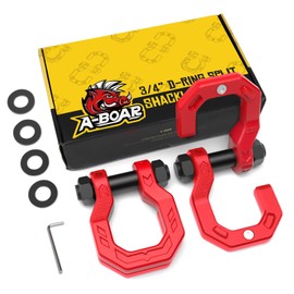 A-BOAR D-Ring Split Shackles, 2Pack, 3/4" Split Shackles 7/8" Pin, 57320lbs Breaking Strength, Heavy Duty Forged Steel, Split D-Ring Shackles Towing Winch Shackle for Recovery, 4x4 Off-Road, Red Red