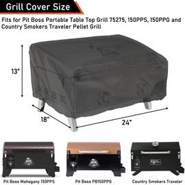 ZJYWSCH Cover for Pit Boss Portable 150 Table Top Grill 10697 75275 PB150PPS PB150PPG PB150NX PB150CS, CGG-306 Tabletop Grill Cover 24 Inch Heavy Duty Waterproof