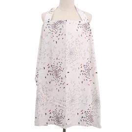 YunDingMont 100% Muslin Cotton Breastfeeding Cover, Multi-use Nursing Covers with Arch Neckline, Breathable Nursing Apron (bird)