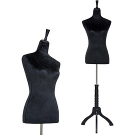 Mannequin Torso Female Manikin Body Dress Form 53-67 Inch Mannequin Lightweight Height Adjustable Wooden Tripod Stand High Density Foam Portable Display Mannequin (Black, 53-67 Inches)