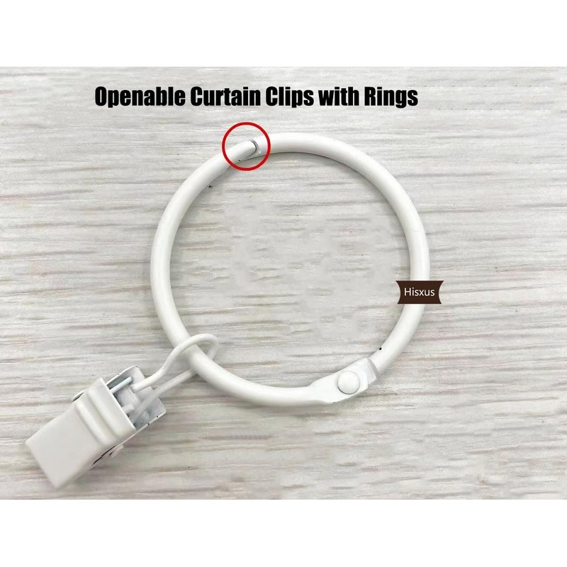 Openable Curtain Clips with Rings White 2Inch, Strong Metal Decorative