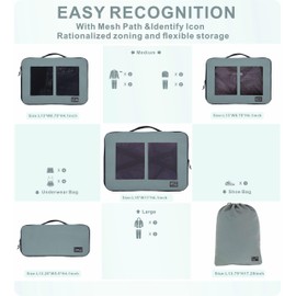 didibib 5 Set Travel bag Duffel bag Travel suitcase Suitcase Compression cube washing Machine Clothes storage bag (Green)