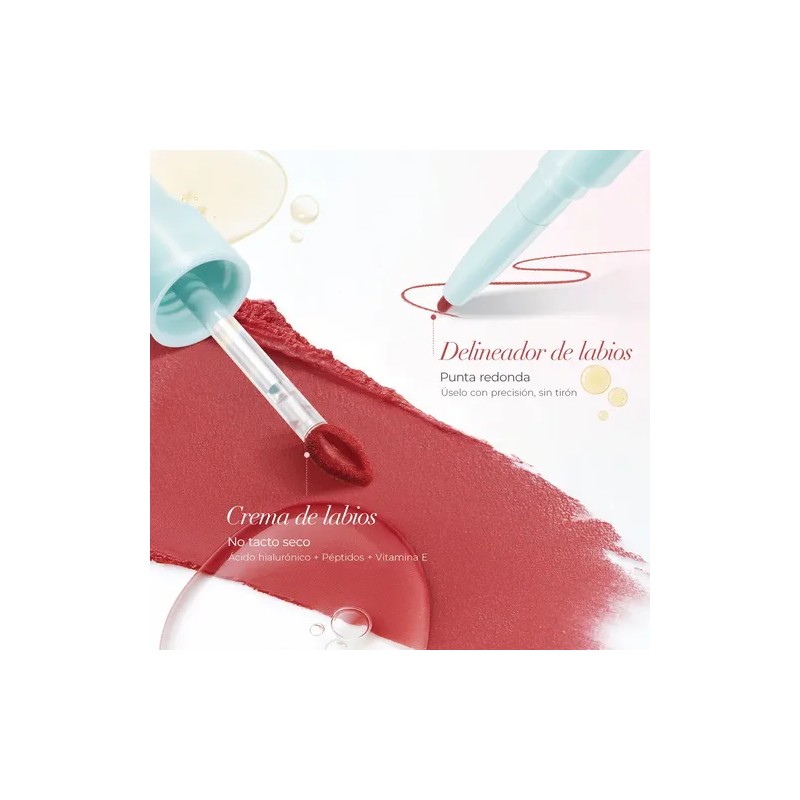 Sacelady Labial Y Delineador 2 En 1 Mate Suave No
