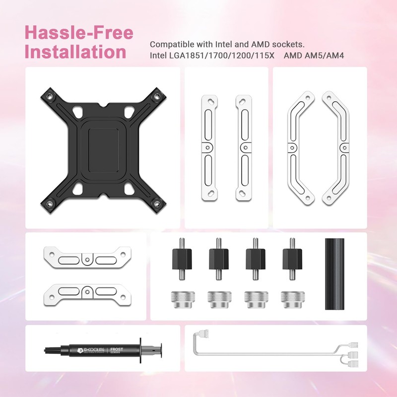 ID-COOLING FX240 INF Pink Edition 240mm Liquid CPU Cooler, AIO