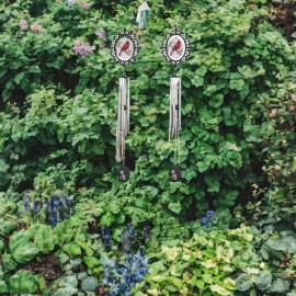 Unbranded 2-PC Gift Set 33"Long Red Cardinal Glass Wind Chime Ornament Garden Decor