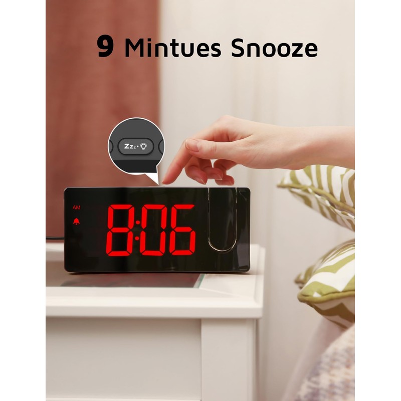 GOLOZA Projection Alarm Clock, Digital Clock with Modern Curved Design