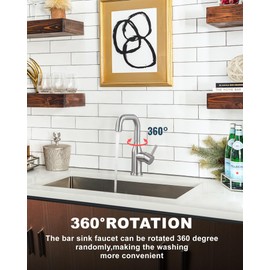 Bar Sink Faucet Single Hole: ARCORA Brushed Nickel Wet Bar Faucets - Prep Sink Faucet 360 Swivel - Small Kitchen Bathroom Faucet with cUPC Supply Lines