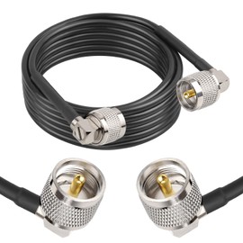 MOOKEERF CB Coax Cable - 15FT RG58 PL-259 UHF Male to Male Right Angle Coaxial Cable Low Loss Cb Antenna Cable Jumper Cable for CB Radio, HAM Radio, Antenna Analyzer, SWR Meter