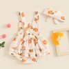 Baby Girl Summer Outfit Peaches print Sleeveless Ruffle Butt Romper