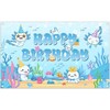 YCUCUEI 72x43inch Fabric Blue Cute Axolotl Birthday Under The Sea