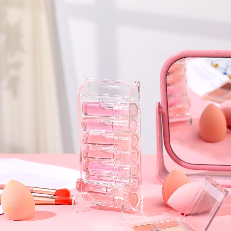 Weysat 2 Pcs Clear Acrylic Lip Balm Dispenser Organizer Holder