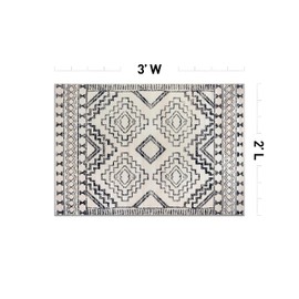 Rugshop Cream and Black Southwestern Tribal Area Rug – Boho Geometric Diamond Pattern Carpet for Living Room, Bedroom, or Entryway – Soft Modern Rustic Floor Décor 2' x 3' Cream