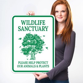 Sigo Signs - Wildlife Sanctuary Please Help Protect Our Animals and Plants with Symbol Sign, 18x24 Inches, Rust Free .063 Aluminum, Fade Resistant, Made in USA