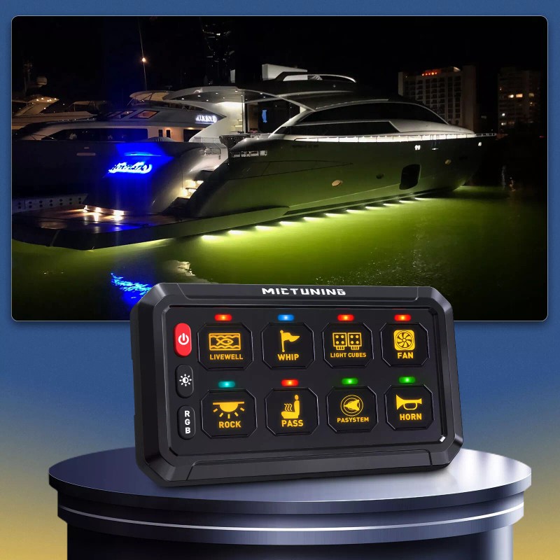 MICTUNING RGB 8 Gang Switch Panel ON/OFF LED Light Bar