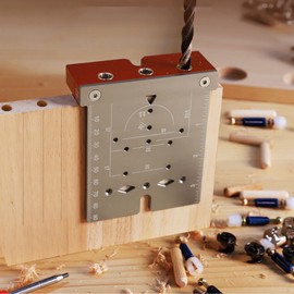 Hinge Jig Drilling Hole Saw Kit, 35mm 3 in 1 Hinge Boring Dowel Accurate Locking Woodworking Dowel Cabinet Jig Drill Guide Locator, Splicing Plate Punching Fixer for Door Cabinets