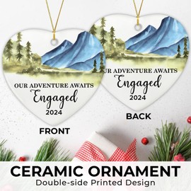 NewEleven Engagement Gifts for Couples 2024 - First Christmas Engaged Gifts for Her, Engagement Gift for Engaged Couples, Engagement Gifts for Her, Bride to Be Gifts, Ceramic Christmas Ornaments