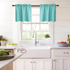 XWZO - Cortinas de 24 pulgadas de largo y 2 paneles – Cortinas semitransparentes para ventanas pequeñas para cocina, estilo granja, cortinas cortas de media ventana para baño, bolsillo para barra, 30