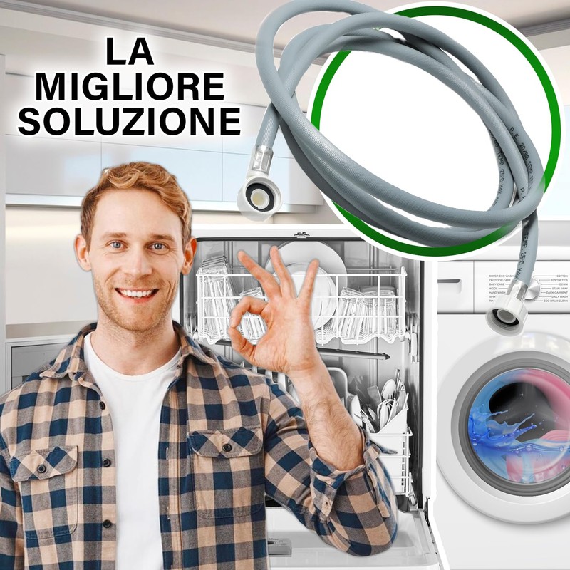 Inlet Hose Washing Machine and Dishwasher 2 m Safety Valve