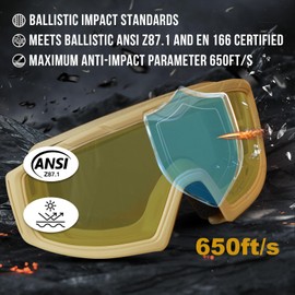 OneTigris Airsoft Goggles, Tactical Shooting Glasses with 3 Interchangable Lens, UV Protection Anti Fog Paintball Glasses for Paintball, Riding, Shooting, Hunting, Cycling, Coyote Brown