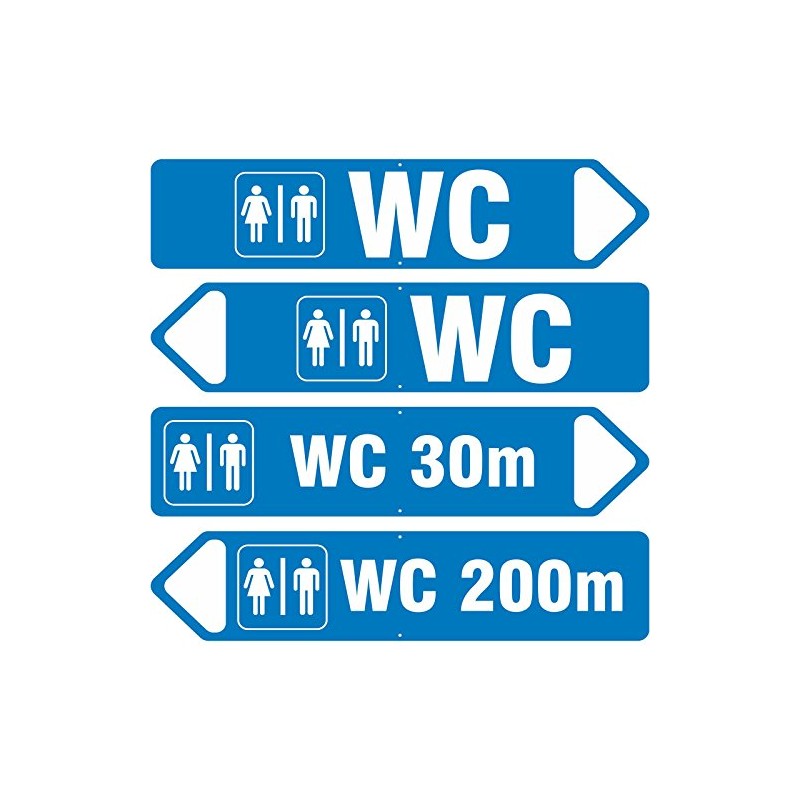WC Sign with Arrow Arrow 3 mm Aluminium Composite, 50