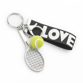 Kysin Chiys Mini Personality Letter Love Tennis Keychain Pendant Colorful Simple Sports Style Keyring Backpack Decration Jewelry for Women Men - Green