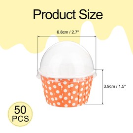 QUARKZMAN 50 Set Cupcake Liners mit Dome-Deckeln, Muffins Liners Wrappers, Einweg-Backförmchen für Hochzeits- und Geburtstagsfeierdekoration Orange