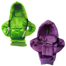 Pack of 2 Car Gear Knob Cover, 2 Pieces Gear Knob Cover, Gear Knob Cover, Gear Knob Hoodie Cover, Car Shifter Hoodie for Car Gear Lever Decoration, 15 x 13 cm, Purple Green