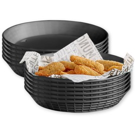 TableCraft Products 15759BK 9" Round Diner Platter w Base, Plypropylene, Black, Medium (Pack of 12)