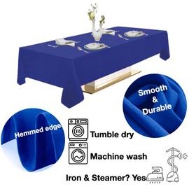 Urby Royal Blue Tablecloth for 4-6ft Rectangle Tables That Seats 4-6 Person, Manteles de Mesa De Tela para Fiestas de 4-6 Sillas, Machine Washable Reusable Polyester Table Cloths
